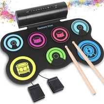 Kmise Electronic Drum Set, 7 Drum Practice Pad Roll-Up Drum Pad With Hea... - $64.93