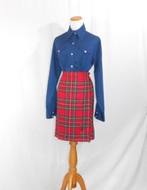 Girl&#39;s Vintage Skirts 60&#39;s Skirt Tartan Plaid Wool Skirt with Fringe Size S - £31.97 GBP
