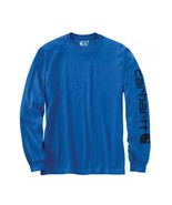Carhartt Men&#39;s Graphic Logo Long Sleeve Shirt Loose Fit Crew Neck Blue S... - $516.59 MXN