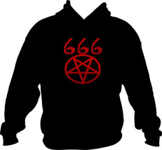 666 PENTAGRAM HOODIE HOODED SWEATSHIRT evil goth heavy black metal satan... - £19.90 GBP+