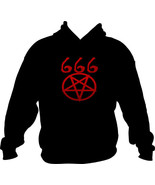 666 PENTAGRAM HOODIE HOODED SWEATSHIRT evil goth heavy black metal satan... - £19.60 GBP+