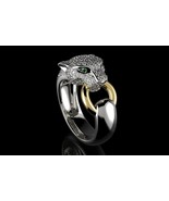 Cubic Zirconia Panther Ring, 14K White Gold Plated Designer Jewelry, Lux... - £150.19 GBP