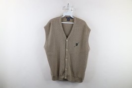 Vintage 90s Nautica Mens Medium Spell Out Golf Cable Knit Cardigan Sweater Vest - £46.50 GBP