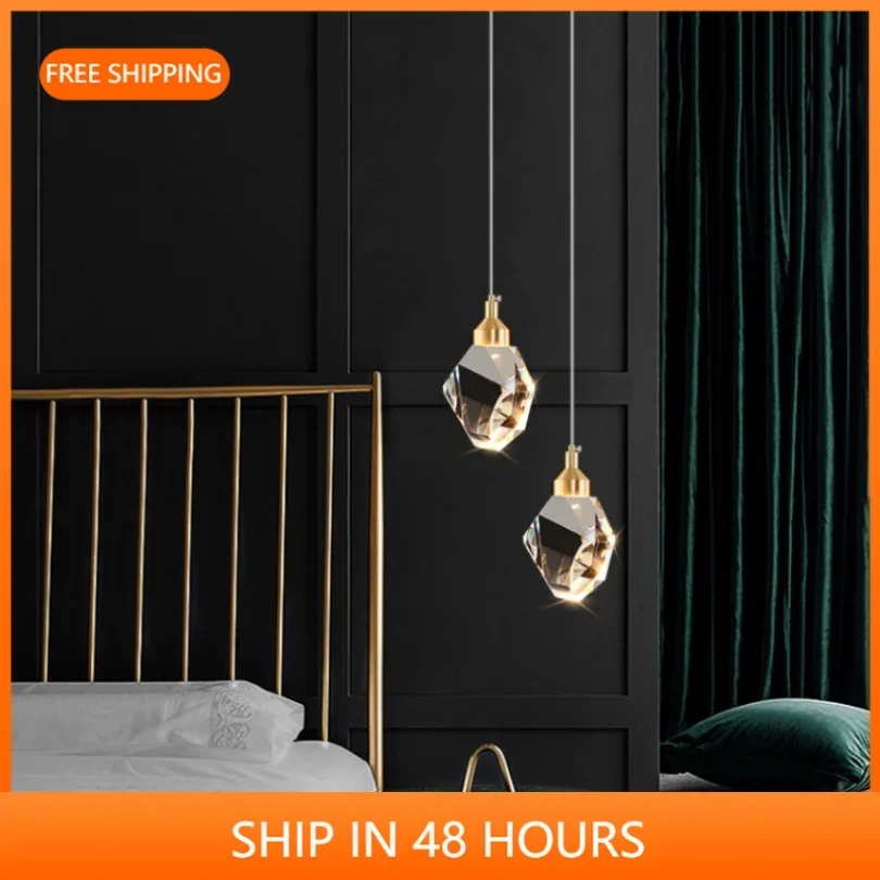 Modern Crystal Hanging Lamp for Bedroom Bedside Entrance Luxury Pendant ... - $53.86+