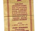 Josef Hermann Printer Advertising Flyer Prague Czechoslovakia 1930&#39;s - $13.86