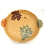 Harvest 11&quot; Round Baking Dish Handled Autumn Leaves Oak Maple Acorn Embo... - $19.79