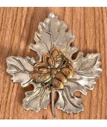 Stephen Dweck Copper Butterfly On Silvertone Maple Leaf Scarf Clip 3&quot;  [... - $183.98 MXN