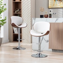 Bentwood Adjustable Bar Stools , Upholstered Swivel Barstool, white PU Leather - £171.86 GBP