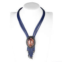 Multi Strand Bolo Style Necklace With Simulated Semi Precious Stones - £28.96 GBP