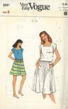 Vogue 8291 Misses Top and Skirt Size 8 Cut Easy Sew - £3.17 GBP