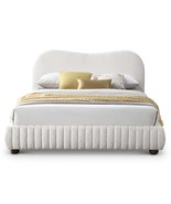 Cream Boucle Upholstered Low Profile Queen Platform Bed - Norme - $11,735.44 MXN