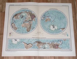 1926 Original Vintage Map Of The World Globes Hemispheres America Africa Europe - $27.80