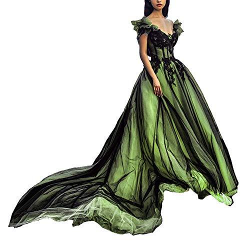 Plus Size Off The Shoulder Long Gothic Black V Neck Evening Prom Dress Sage 16W
