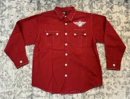 HAMA Jeans Shirt Mens 2XL Angel Wings Cowboy Rockabilly Rodeo Red Y2K We... - £31.15 GBP