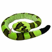 K&amp;M International Wild Republic Rattlesnake Plush Green Striped Tail Rattles 52” - £14.87 GBP