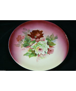 Vintage Decorative porcelain hand painted Pink &amp; White Roses 10.5&quot; Plate - £63.26 GBP