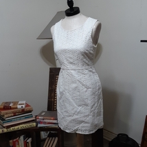 Women White dress floral cut Embroidered FOREVER21 sz M - $48.00