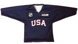 NHL USA Ice Hockey Jersey American Development Model Navy 3/4 Sleeve K-1 Small - $19.77