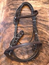 English Saddle Horse Raised English Leather Bridle w/ Laced Reins Dark Brown - £23.90 GBP