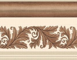 Dundee Deco DDAZBD9313 Peel and Stick Wallpaper Border - Damask Brown Tan Scroll - £18.58 GBP