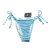 Cotton On Body Fixed Tie Side Brazilian Bikini Bottom Striped Blue White M - £7.66 GBP