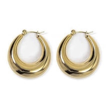 18K Gold Plated Chunky Gold Hoop Earrings for Women - £8.75 GBP