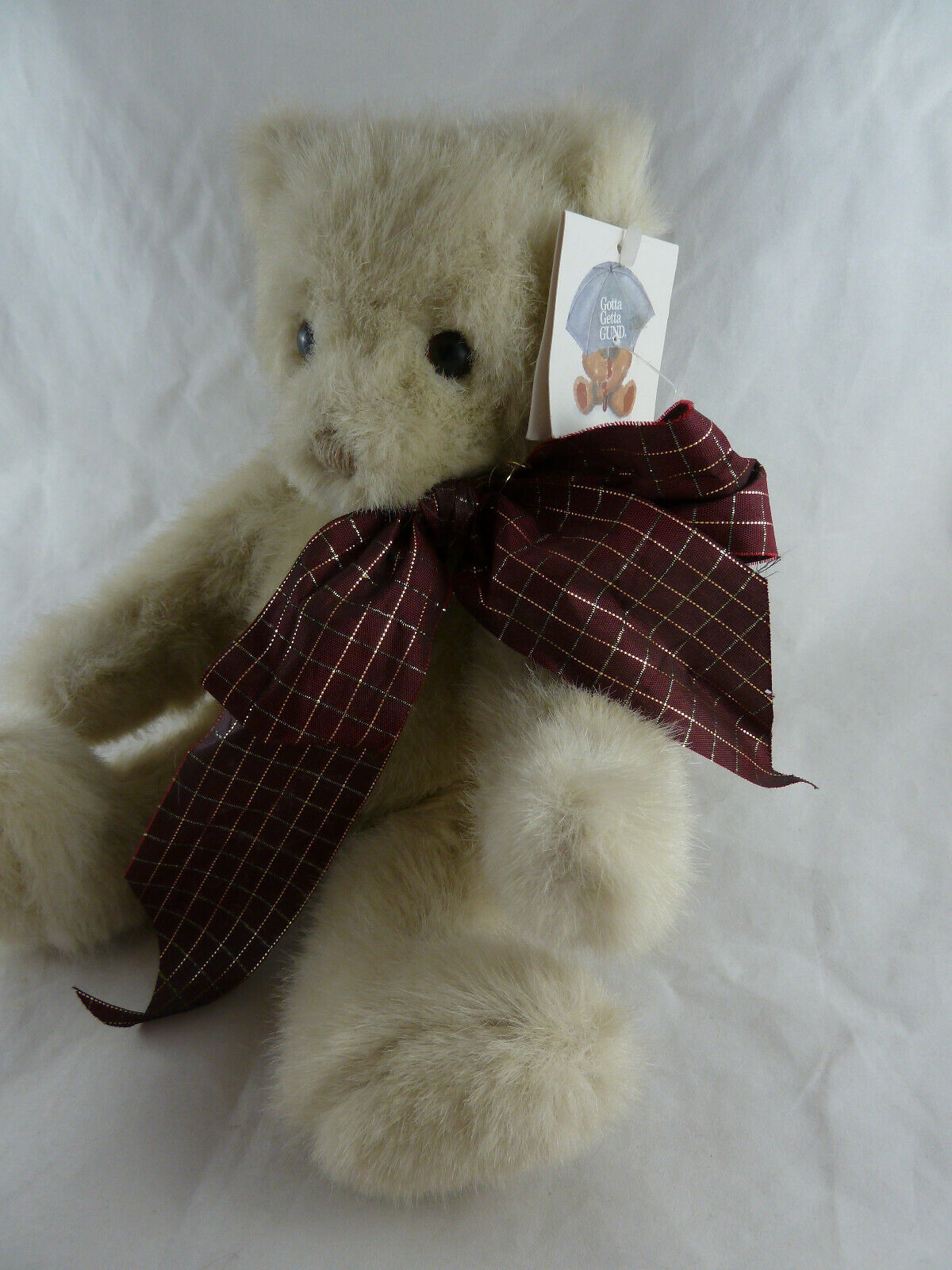 Primary image for Vintage 1986 GUND TOBY 2112 Light taupe Jointed Teddy Bear 12" Mint with tag