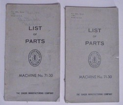 2 Books Vintage 1938 LIST OF PARTS for SINGER Sewing Machines No 71-30 - $22.95