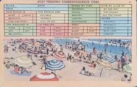 Busy Persons Correspondence Postcard VNT c1940 Beach Scene Unposted Tich... - £4.27 GBP