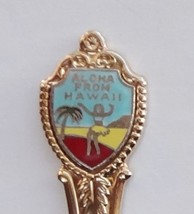 Collector Souvenir Spoon USA Hawaii Aloha From Hawaii Hula Girl Cloisonne Emblem - £2.39 GBP