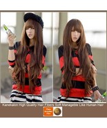   Brown Natural Color Wavy Layered Extra Long Length with Bangs Parted C... - £71.41 GBP