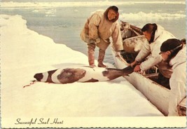 Successful seal hunt Alaska joe post card postcard Canoe Ice - $6.64
