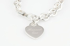 Tiffany &amp; Co. Sterling Silver Blank Heart Tag Charm Bracelet 7.5&quot; Engraved - £252.48 GBP