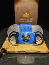 Brizard and Co Genuine Blue Ostrich and Grey Leather V Cutter NIB image 5