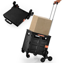 Foldable Utility Cart Telescoping Handle Trolley Travel Shopping Black - £57.98 GBP