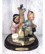 Meerchi Native Americans With Teepee Figurine On Wood Stand Nativity Piece - £19.38 GBP