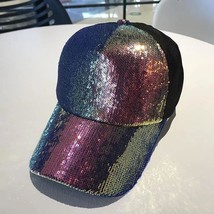 Colorful Gradient Sequin Net Hat Summer Breathable Sports Baseball Cap Sun Hat - £8.32 GBP
