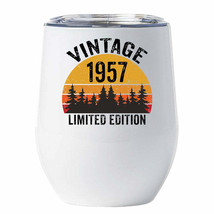 Vintage 1957 Tumbler 65 Years Old 65th Birthday Sunset Retro Wine Cup 12oz Gift - £18.16 GBP