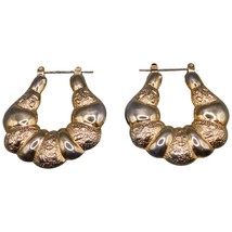 Vintage Hoop Earrings Retro Style 70&#39;s 80&#39;s Vibe Light Weight 1.5&quot; Drop Hinged - £6.58 GBP