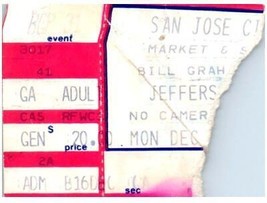 Jefferson Starship Ticket Stub Dicembre 31 1984 San Jose California - £44.35 GBP