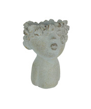 Pucker Up Junior Kissing Face Weathered Finish Concrete Head Mini Planter - £24.45 GBP