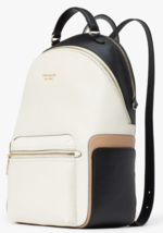 Kate Spade Hudson White Black Leather Large Laptop Backpack K7777 NWT $358 FS - £163.74 GBP