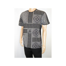 Men LAVERITA European Fashion Crew Shirt Studs Medusa 12120 Black Gray image 7