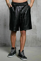 Shorts Lambskin Leather Genuine Black Men&#39;s Biker Boxer Men Gym Sports S... - £64.17 GBP+
