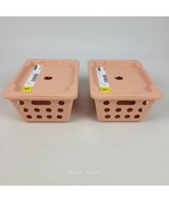 (Lot of 2) IKEA Rundbal Storage Basket W/ Lid Stackable Pale Pink 7x5.5x... - $319.14 MXN