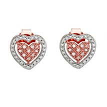 0.15 CT Moissanite Rond Halo Coeur Clou Earrings IN 14K Argent Plaqué or Rose - $76.88