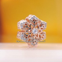 2022 Winter Release 14K Rose Gold-Plated Moments Festive Snowflake Charm With Cz - £13.64 GBP