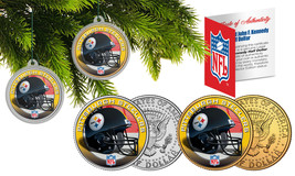 Pittsburgh Steelers Colorized Jfk Half Dollar 2-Coin Set Nfl Christmas Ornaments - £10.78 GBP