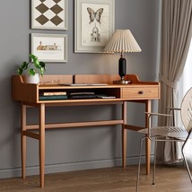 The Ukorua Mid Century Modern Desk Is A 43&quot; Cherry Desk, A Small Writing Study - £249.31 GBP