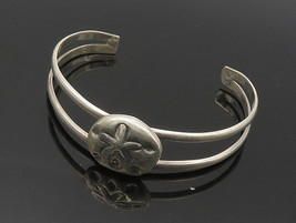 925 Sterling Silver - Vintage Shiny Sand Dollar Split Cuff Bracelet - BT7167 - £63.62 GBP